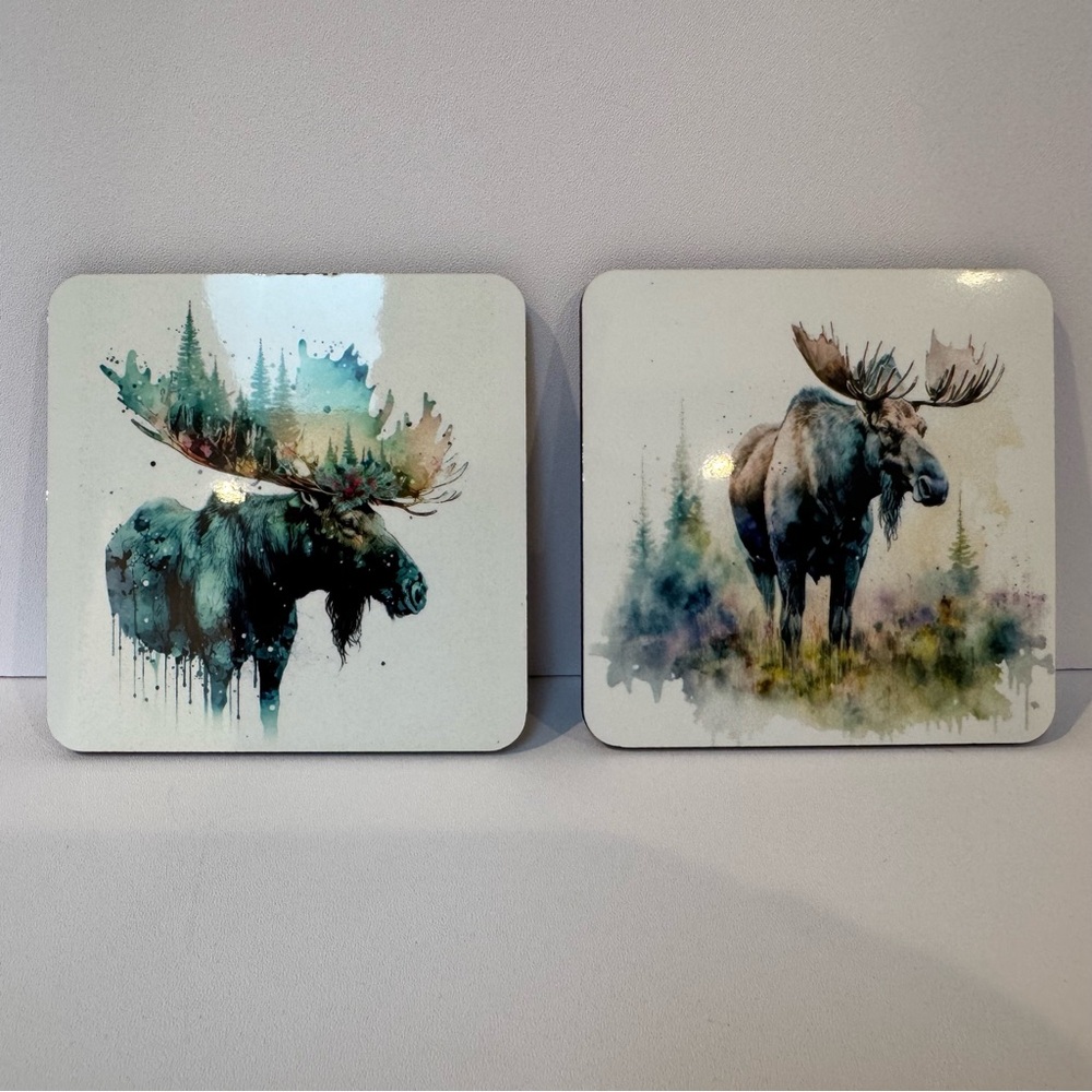 Moose Art Coasters - Set of 2
